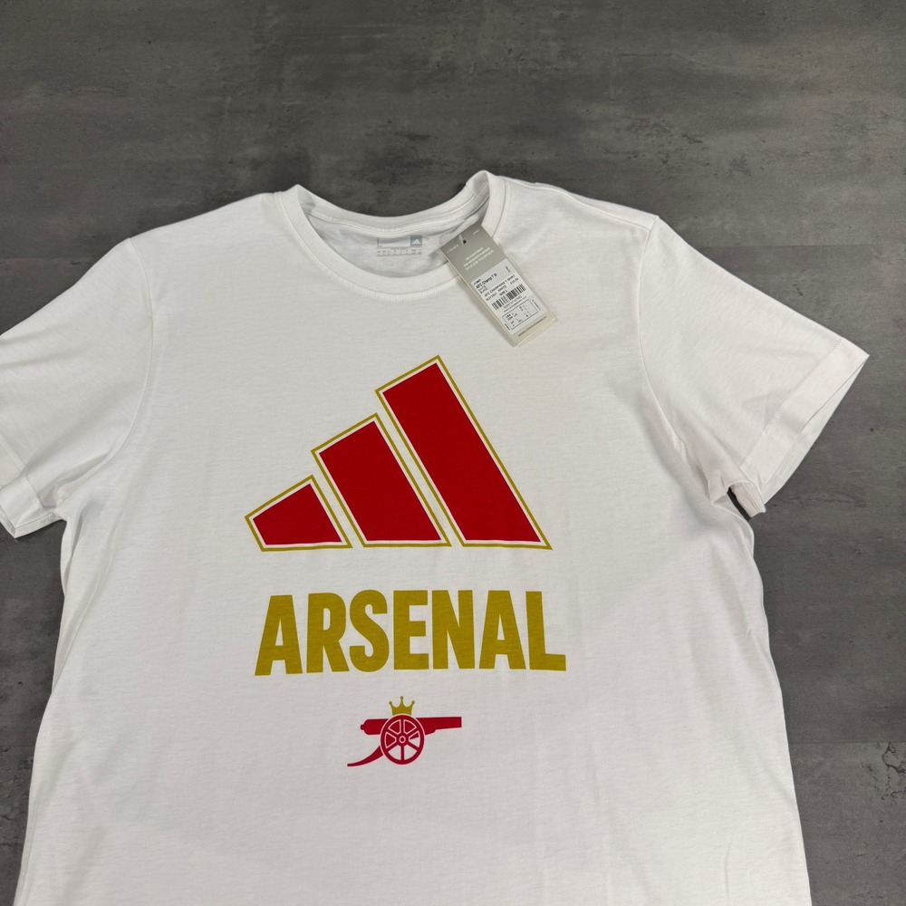Arsenal Adidas T Shirt L AFC Champ T White Premier League Soccer Euro Exclusive